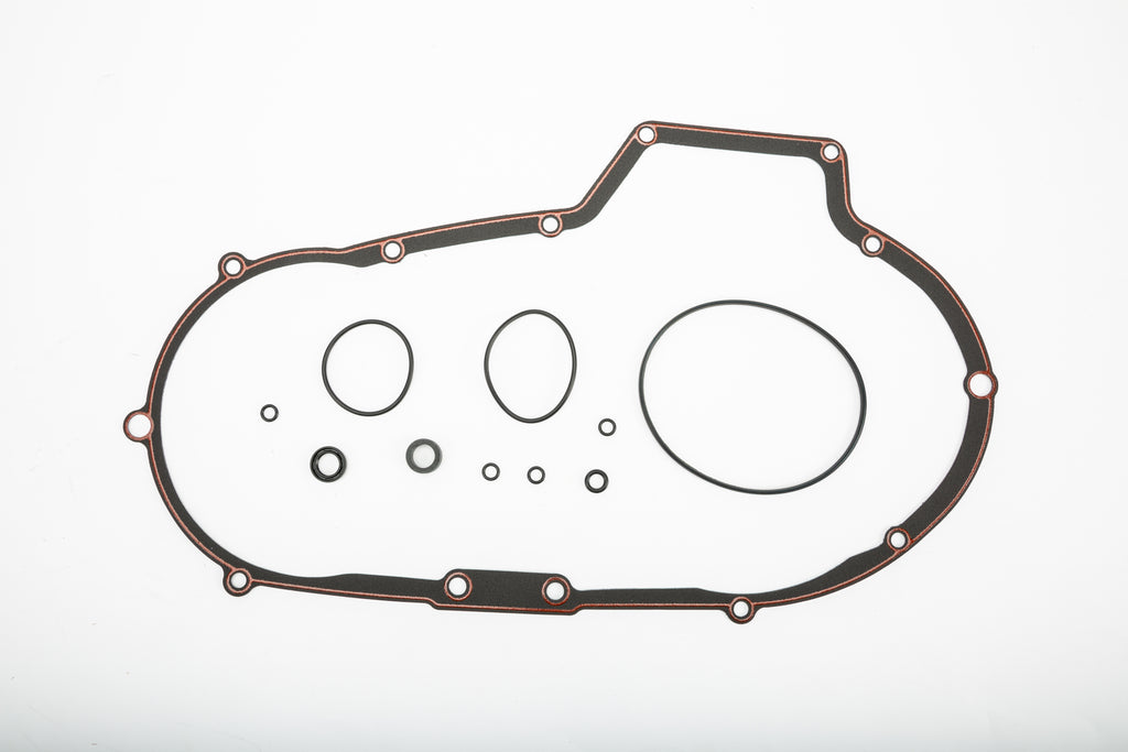 James Gasket primary cover foam gasket kit for motorcycle engine, includes seals and gaskets for maintenance and repair.