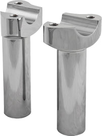 HardDrive 4.5-inch straight chrome H-Bar risers for motorcycle handlebars, featuring durable metal construction.
