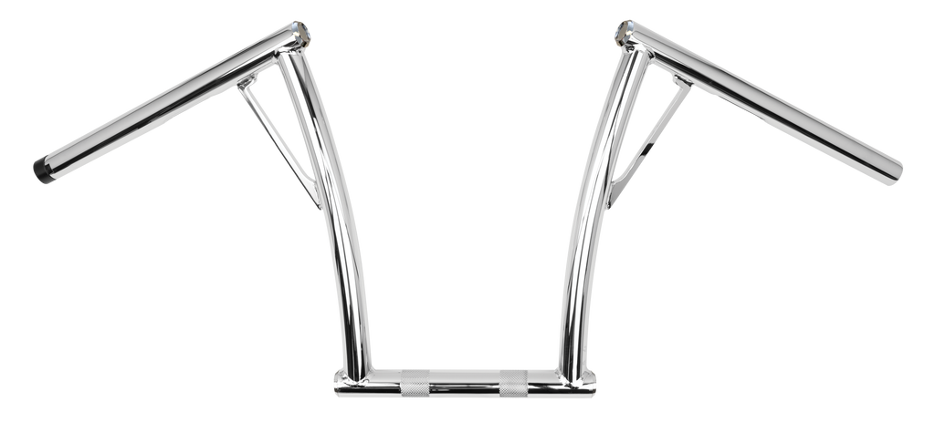 Chrome Burly Brand Viejo 12-inch handlebar with 1-inch diameter, featuring a classic design for motorcycle handlebars.