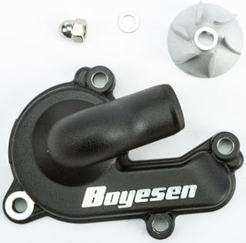 Boyesen engine pump cover and impeller kit in black for improved performance, featuring durable components and precise fit.