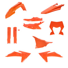 Load image into Gallery viewer, Acerbis full KTM orange plastic body kit for dirt bikes, including fenders and side panels, with detailed orange plastic components.