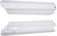 Load image into Gallery viewer, Acerbis white fork guard for motorcycle suspension, showing its sleek design and mounting points in a close-up image.