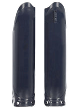 Load image into Gallery viewer, Acerbis dark blue lower fork cover set for Yamaha motorcycles, showing the body covers with branding and detailed texture.