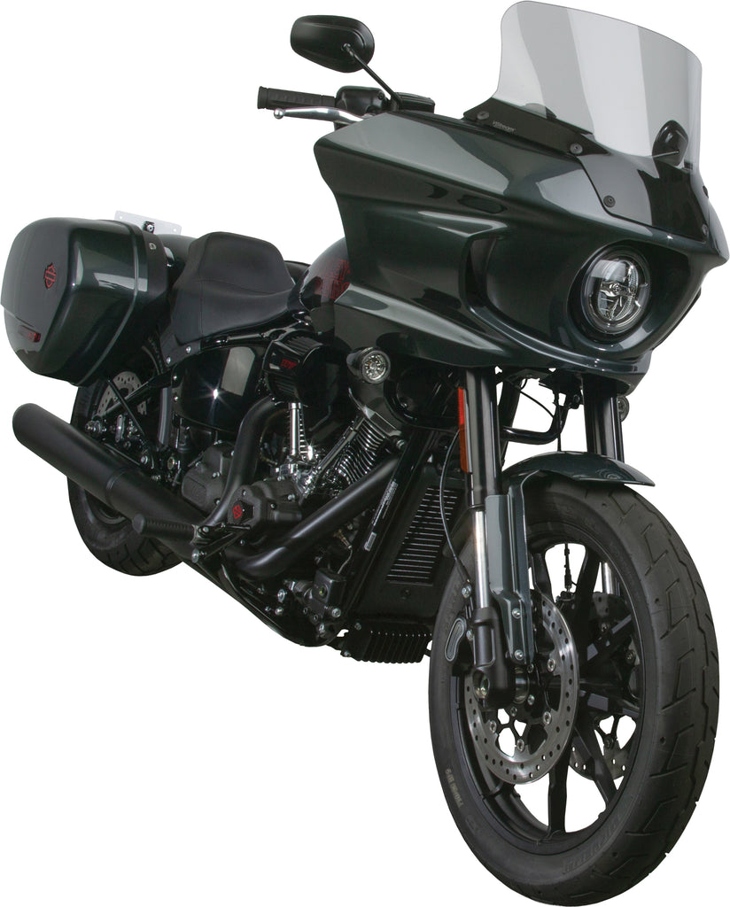 National Cycle Vstream 13 5/8" smoke lowrider windshield for Harley Street 22-25 motorcycles, mounted on bike.