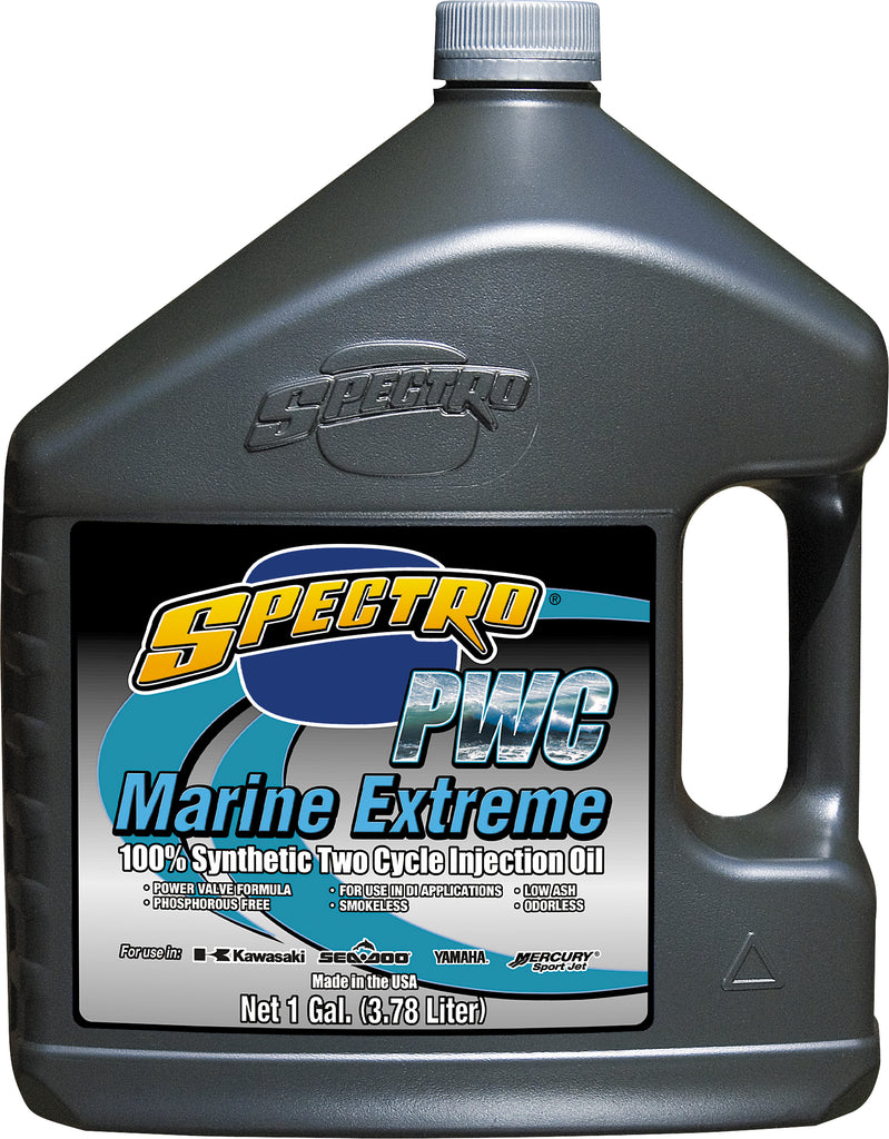 Spectro Platinum PWC 2T synthetic oil in a 1-gallon container, designed for marine and personal watercraft engines.