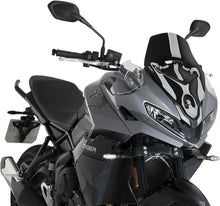 Load image into Gallery viewer, Black Puig Windscreen Sport Tri 561-22522BK for motorcycle, showing the aerodynamic windshield and mounting hardware.