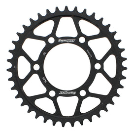 Steel 39-tooth rear sprocket for Kawasaki ZX by Supersprox, black finish, compatible with 525 chain.