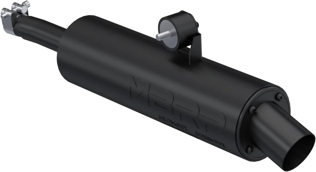 MBRP Exhaust single slip-on system with black can and utility muffler, designed for enhanced motorcycle performance and style.