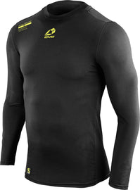 EVS black long sleeve tug shirt in size small with logo detail, made from durable fabric for active wear.