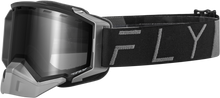 Load image into Gallery viewer, Fly Racing Zone Pro snow goggles in black and gray with polarized smoke lens, designed for winter sports and snowboarding.