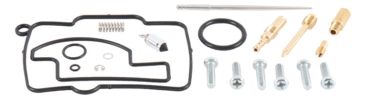 All Balls Kawasaki carburetor rebuild kit with gaskets, seals, and components for fuel system repair on Kawasaki models.