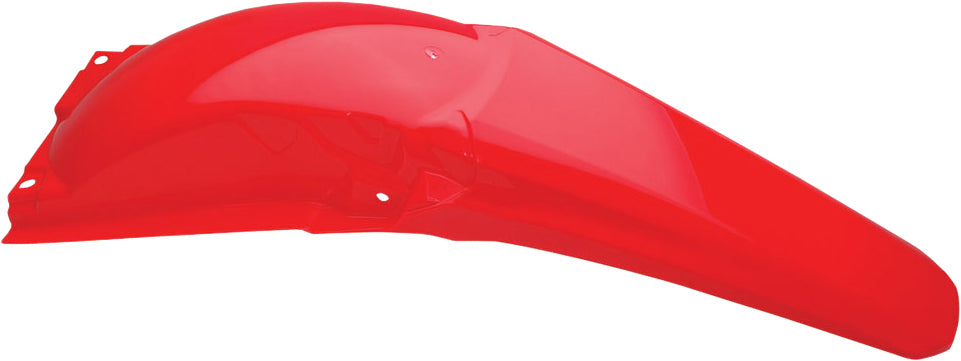 Acerbis red rear fender for motorcycle, shown from side view with mounting points and sleek design, made for durability and style.