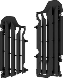 Polisport Plastics black radiator louver for motorcycles, part number 64-56551, showing the vented plastic grille design.