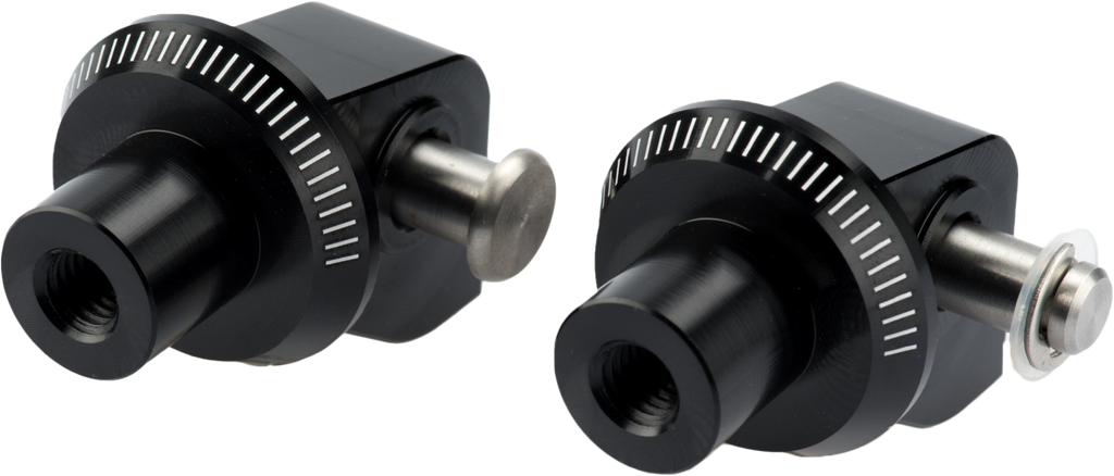 PUIG Scout footpeg adapter for all Scout and Chiefs models, black metal foot controls for motorcycle customization.