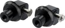 Load image into Gallery viewer, PUIG Scout footpeg adapter for all Scout and Chiefs models, black metal foot controls for motorcycle customization.