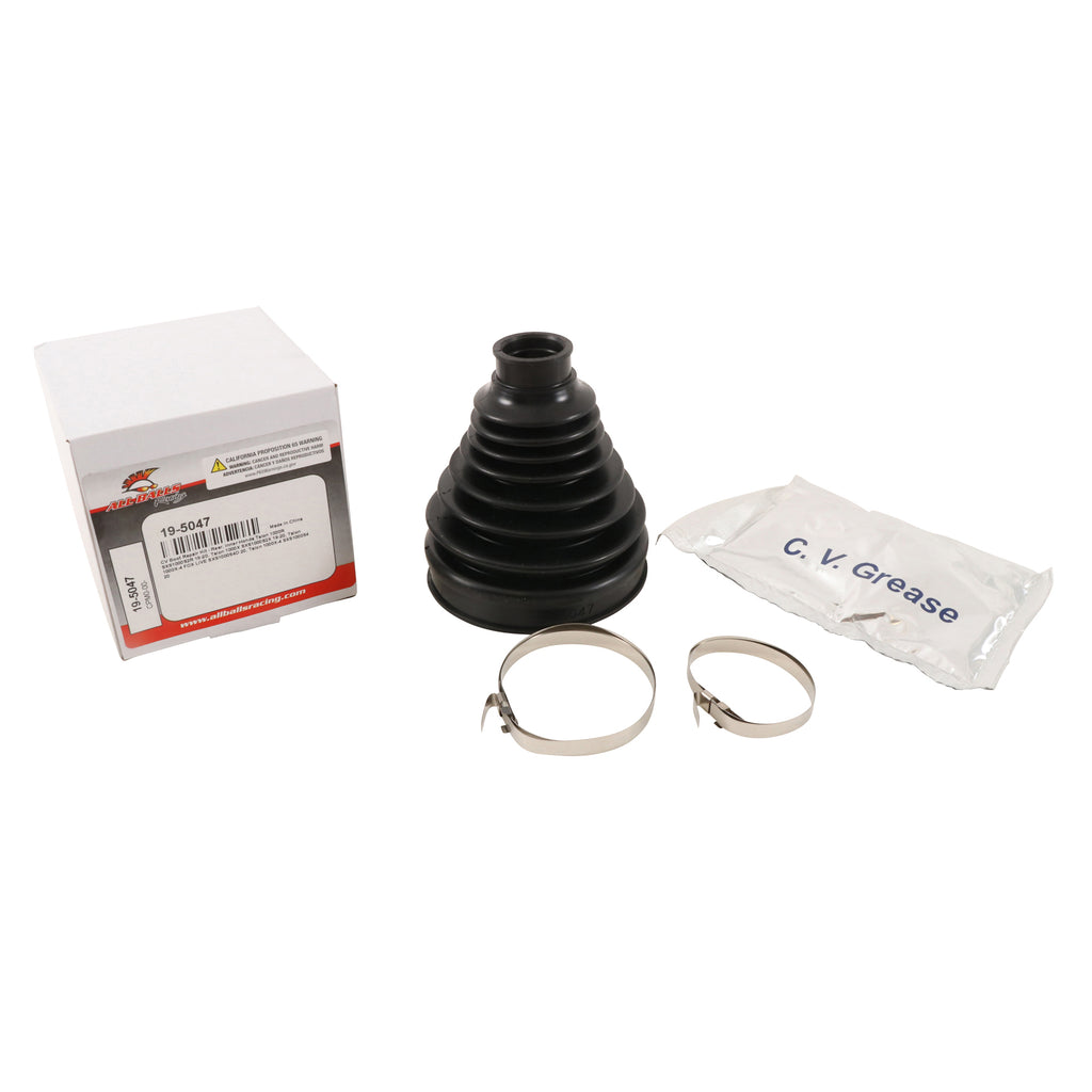 All Balls CV boot kit for drive axles, includes rubber boot and clamps, designed for vehicle CV joint protection.