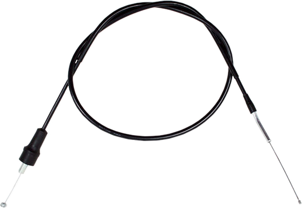 Motion Pro black vinyl throttle cable 70-4155, durable control line for motorcycle throttle systems, shown with connectors and housing.