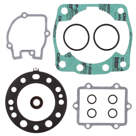 Vertex Top End Gaskets 681-0264 set showing black gasket seals for engine top end repair.