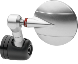 RIZOMA Spy-R 57mm silver motorcycle mirror with sleek round design, featuring a silver finish and sturdy mounting hardware.