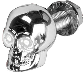 HardDrive lighted skull license plate screw with white LED, designed for vehicle license plates and decorative use.