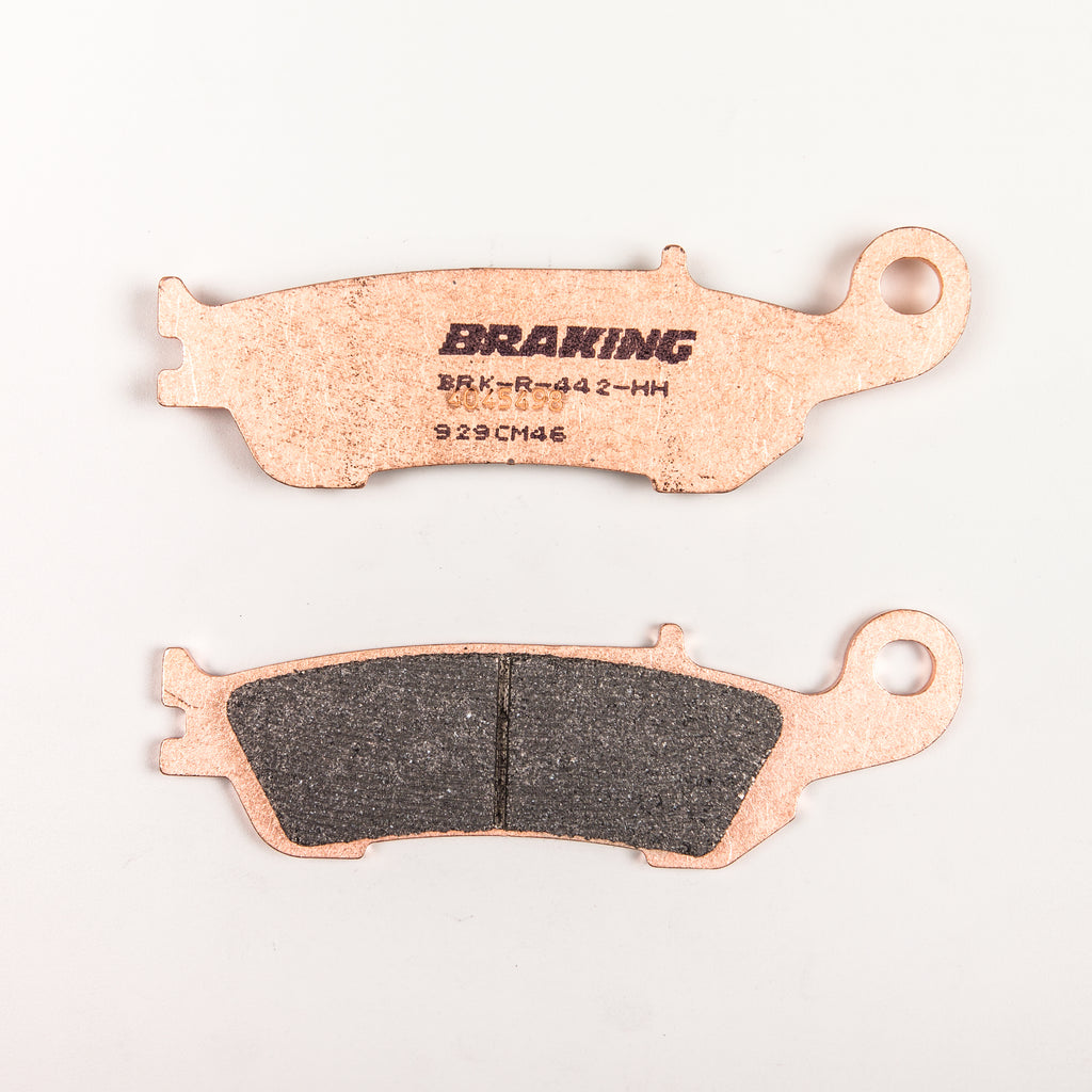 Braking high performance sintered brake pad set with metallic backing plates, designed for durable vehicle braking systems.