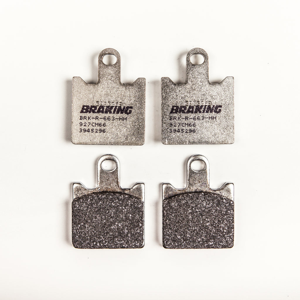 High-performance Braking Brake Pad Set Sintered by Braking, showing close-up of the brake pads with metal backing and friction surface.
