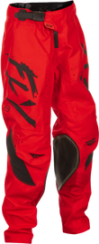 Fly Racing Kinetic Stoke motocross pant in red and black, size 24, with durable fabric and adjustable waistband.