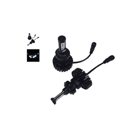 Pathfinder LED headlight kit with bright white illumination, showing installed headlights on a vehicle for enhanced visibility.