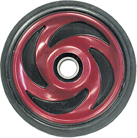Red Ppd Idler wheel, 6.38-inch diameter and 20 mm width, designed for industrial use, shown in the image.