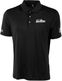 HardDrive polo shirt in black and white, men's medium size, with a clean design and soft fabric.