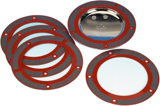 Set of five James Gasket Derby Cover Beaded Gaskets for Twin Cam 6-speed motorcycle engine, high-quality seals and gaskets.