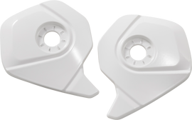 SCORPION EXO Covert Fx helmet side covers in gloss white, motorcycle helmet accessory with sleek, protective design.