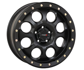 Matte black System 3 SB7 BL wheel, 18x7 inch size with 4+3 offset, 5/4.5 bolt pattern, shown in a close-up view.