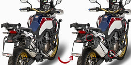 GIVI side case hardware mount bracket for motorcycle, durable metal construction, designed for secure luggage attachment.