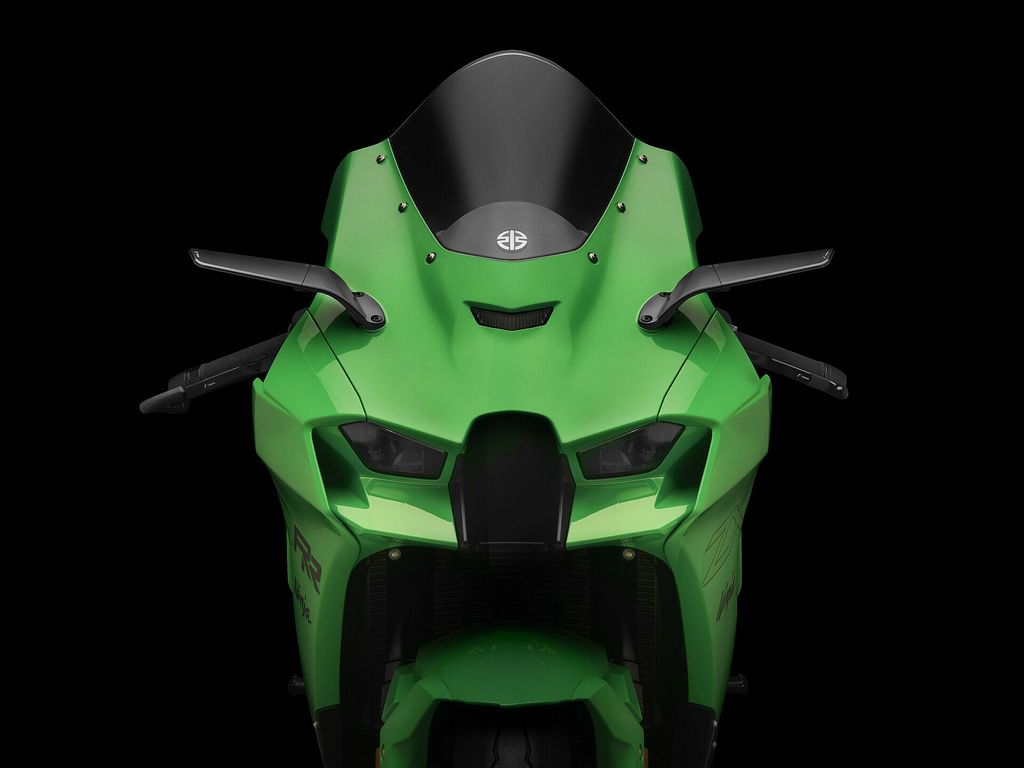 Pair of RIZOMA Stealth Sport Mirrors in black with sleek aerodynamic design, suitable for motorcycle handlebar installation.