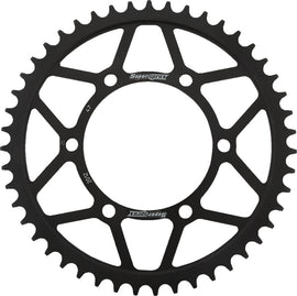 Supersprox steel rear sprocket, 47-tooth, black tri-metal finish, for 525 chain, designed for on-road motorcycles.