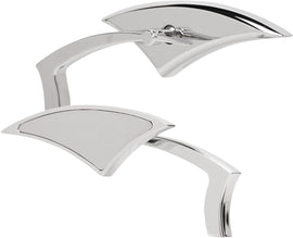 Bagger Nation chrome power mirrors with 5.75 x 1.75 inch reflective glass for motorcycle or vehicle side view.