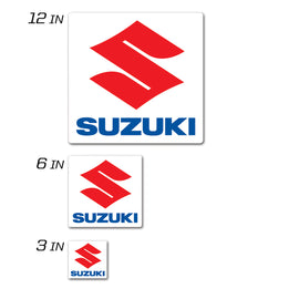 DCOR Suzuki Icon decal, 3-inch squared graphic for vehicle customization, featuring bold black design on a transparent background.
