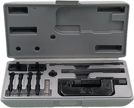 Motion Pro Chain Riveting Tool 57-8058 for motorcycle chains, shown with metal tool components and handles for chain riveting.