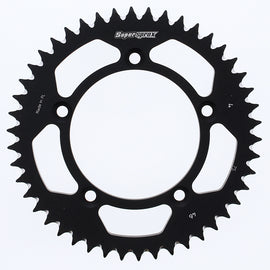 Supersprox aluminum rear sprocket with 46-tooth for KTM motorcycles, black finish, designed for 420 chain compatibility.