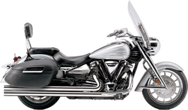 Cobra Speedster Xtra Longs II exhaust for Yamaha XV1900 motorcycle, silver finish, with chrome tips and mounting brackets.