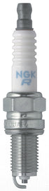 NGK spark plug #3481/04 2-DCPR6E showing metal terminal and ceramic insulator for automotive engine ignition system