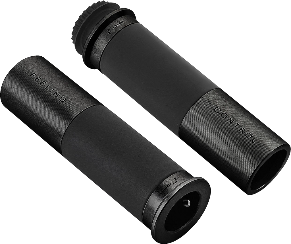 Black RIZOMA Icon 22mm motorcycle grips with textured surface, designed for easy handling and a sleek look.