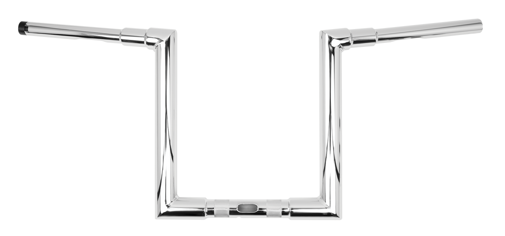 Burly Brand Jason 12-inch chrome handlebar with 1.25-inch diameter, featuring a sleek, polished finish for motorcycle customization.