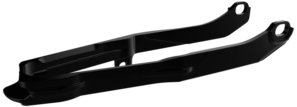 Polisport Plastics black chain slider body for motorcycle, part number 64-847091, shown in close-up view.