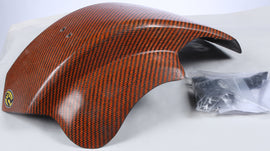 P3 carbon fiber skid plate in orange with model number 670-301090O, designed for durability and lightweight protection.