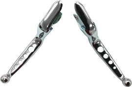 HardDrive chrome 4-hole lever set for Softail 2015-2024, motorcycle clutch and brake levers with cable attachment.