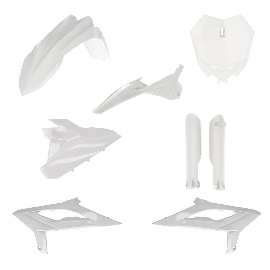 Acerbis full plastic kit in white for Beta motorcycles, includes various panels and covers, shown assembled.