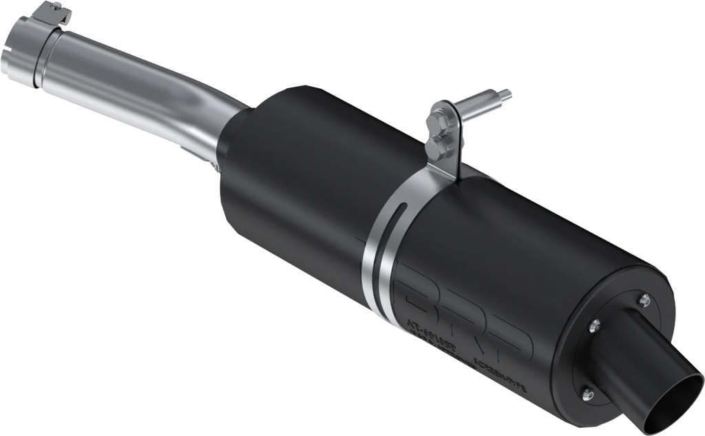 MBRP Exhaust single slip-on system with 4.25-inch black sport muffler, showcasing the sleek exhaust design and branding.