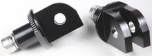 Load image into Gallery viewer, PUIG Footpeg Adapter 561-06797BK for motorcycle foot controls, black metal with mounting holes and adjustable features.